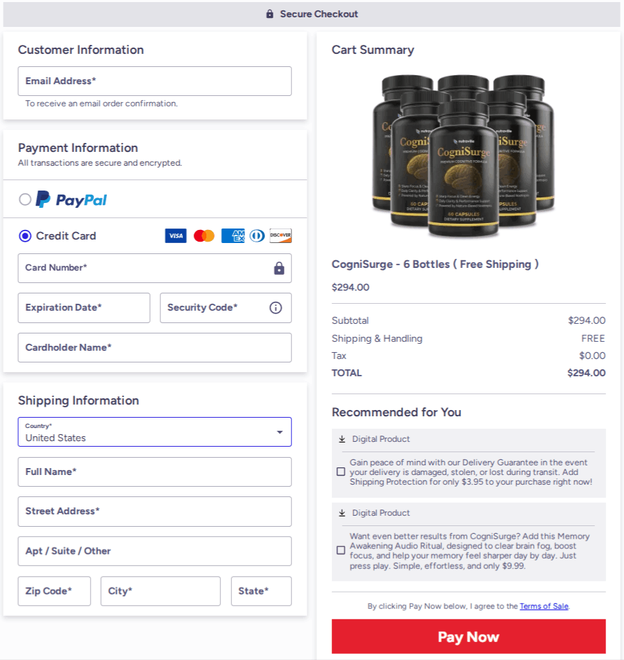 CogniSurge Checkout